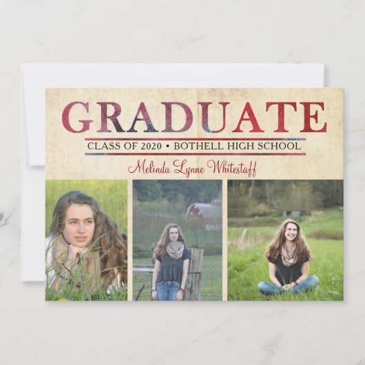 Foto Afstuderen Aankondiging en Party Invite (Voorkant)