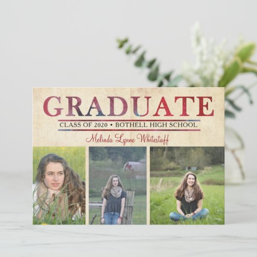 Foto Afstuderen Aankondiging en Party Invite (Staand voorkant)