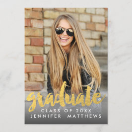Foto Afstuderen Aankondiging Faux Gold Foil Card