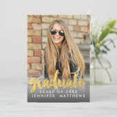 Foto Afstuderen Aankondiging Faux Gold Foil Card (Staand voorkant)