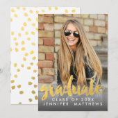Foto Afstuderen Aankondiging Faux Gold Foil Card (Voorkant / Achterkant)