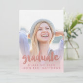 Foto Afstuderen Aankondiging Faux Roos Gold (Staand voorkant)