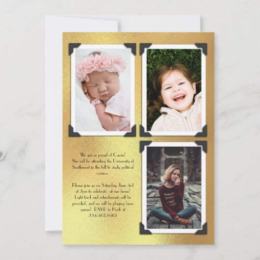  Foto Afstuderen Aankondiging Gold (Achterkant)