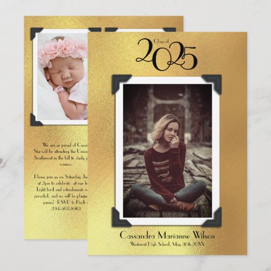  Foto Afstuderen Aankondiging Gold (Voorkant / Achterkant)
