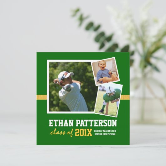 Foto Afstuderen aankondiging groen goud (Staand voorkant)