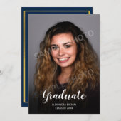 Foto Afstuderen Aankondiging Kaart blauw (Voorkant / Achterkant)