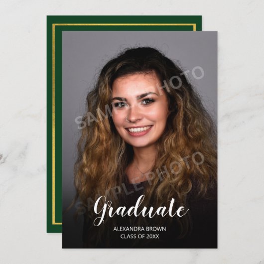 Foto Afstuderen Aankondiging Kaart groen (Voorkant / Achterkant)