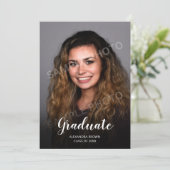 Foto Afstuderen Aankondiging Kaart Zwart (Staand voorkant)