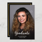 Foto Afstuderen Aankondiging Kaart Zwart (Voorkant / Achterkant)