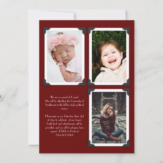  Foto Afstuderen Aankondiging Maroon (Achterkant)