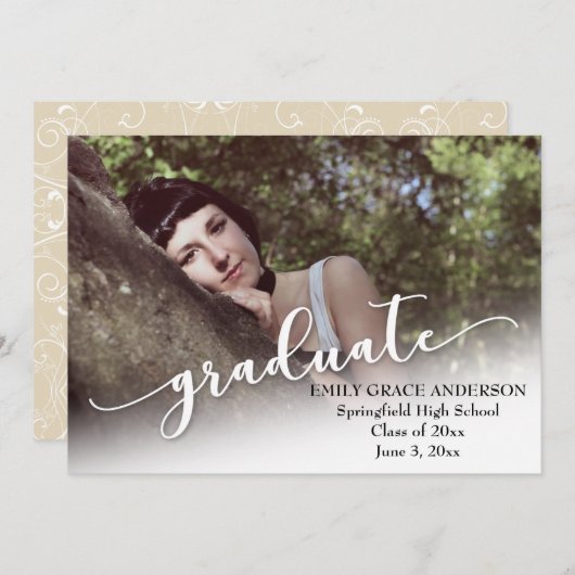 Foto Afstuderen Aankondiging met Modern Script (Voorkant / Achterkant)