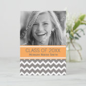 Foto Afstuderen Aankondiging Oranje grijs (Staand voorkant)