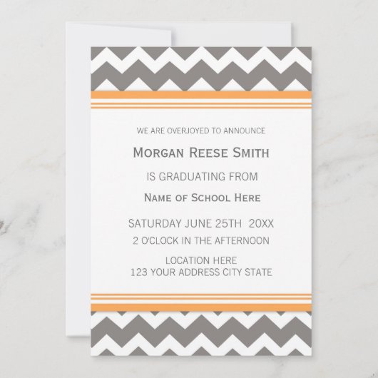 Foto Afstuderen Aankondiging Oranje grijs (Achterkant)