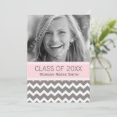 Foto Afstuderen Aankondiging Roze grijs (Staand voorkant)