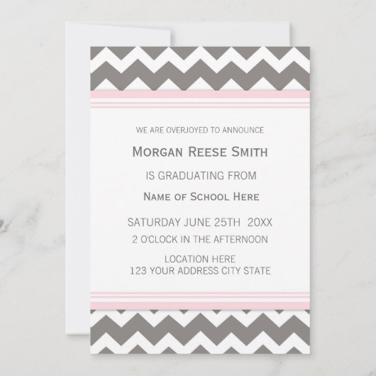 Foto Afstuderen Aankondiging Roze grijs (Achterkant)