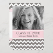 Foto Afstuderen Aankondiging Roze grijs (Voorkant / Achterkant)