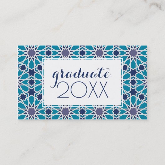 Foto Afstuderen | Abstract in blauw en grijs Contactkaartje (Achterkant)