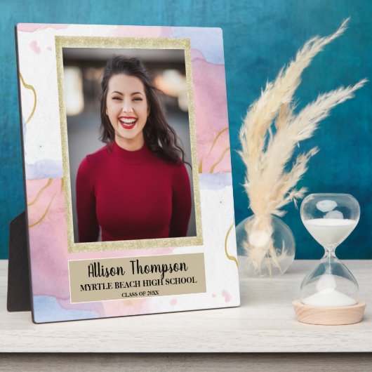 Foto Afstuderen Abstract Roze Blauwe tablet Fotoplaat (Zijkant)