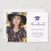 Foto afstuderen afstuderen aankondiging paars (Voorkant)