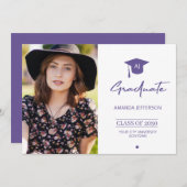 Foto afstuderen afstuderen aankondiging paars (Voorkant / Achterkant)