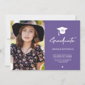 Foto afstuderen afstuderen aankondiging paars (Voorkant)