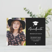 Foto afstuderen afstuderen aankondiging zwart (Staand voorkant)