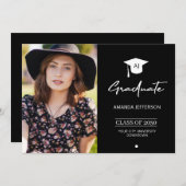 Foto afstuderen afstuderen aankondiging zwart (Voorkant / Achterkant)