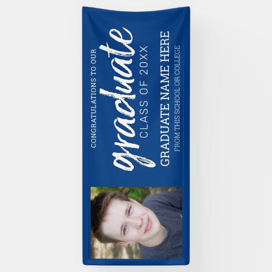 Foto afstuderen - Afstuderen met Royal Blue Party Spandoek (Verticaal)