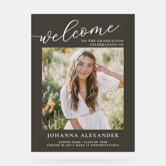 Foto Afstuderen Afstuderen Welkom Acryl Bord (Voorkant)