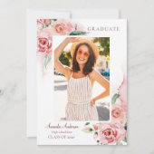 Foto Afstuderen Announement, Elegant, Floral Kaart (Voorkant)