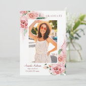 Foto Afstuderen Announement, Elegant, Floral Kaart (Staand voorkant)