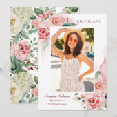 Foto Afstuderen Announement, Elegant, Floral Kaart (Voorkant / Achterkant)