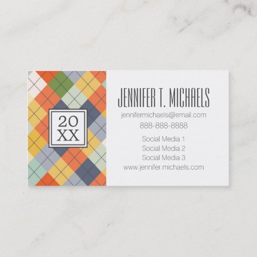 Foto Afstuderen | Argyle Sweater Contactkaartje (Achterkant)