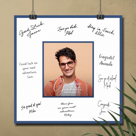 Foto Afstuderen Autograaf blauw Poster