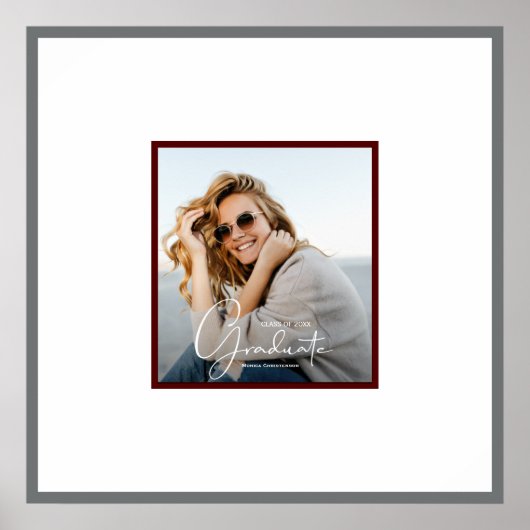 Foto Afstuderen Autograaf Dark Maroon Gray Poster (Voorkant)