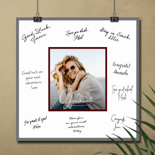 Foto Afstuderen Autograaf Dark Maroon Gray Poster