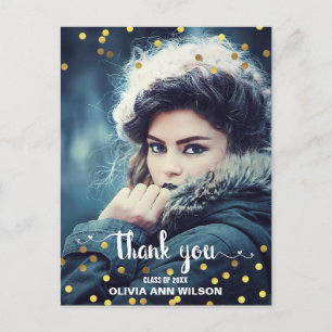 Foto Afstuderen Bedankt Faux Gold Foil Confetti Briefkaart
