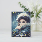 Foto Afstuderen Bedankt Faux Gold Foil Confetti Briefkaart (Staand voorkant)