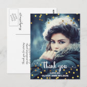 Foto Afstuderen Bedankt Faux Gold Foil Confetti Briefkaart (Voorkant / Achterkant)