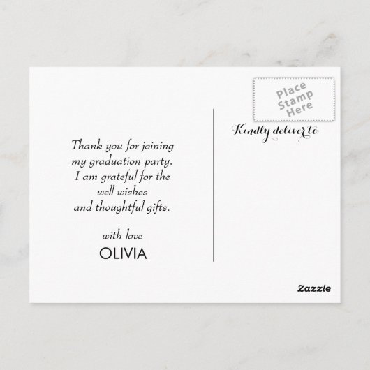 Foto Afstuderen Bedankt Faux Gold Foil Confetti Briefkaart (Achterkant)