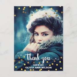 Foto Afstuderen Bedankt Faux Gold Foil Confetti Briefkaart