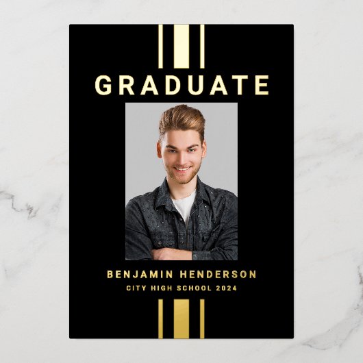 Foto Afstuderen Black Gold Foil Aankondiging (Voorkant)