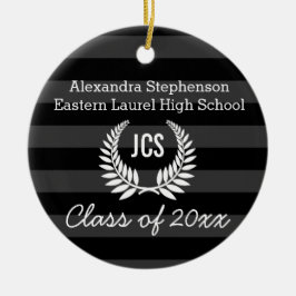 Foto Afstuderen Black Gray Monogram Laurel Keramisch Ornament