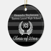 Foto Afstuderen Black Gray Monogram Laurel Keramisch Ornament (Links)