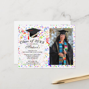 Foto Afstuderen Black Pet Diploma Confetti Party Briefkaart