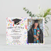 Foto Afstuderen Black Pet Diploma Confetti Party Kaart (Staand voorkant)