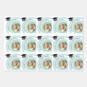 Foto Afstuderen Blauw & Groen Verpakkend Document  Inpakpapier Vel (Voorkant 3)