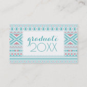 Foto Afstuderen | Blauwgroen en roze Aztec Contactkaartje (Achterkant)