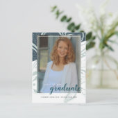 Foto Afstuderen Blauwgroen grijs Briefkaart (Staand voorkant)