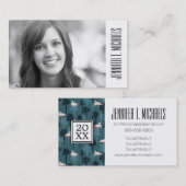 Foto Afstuderen | Blauwgroen puistjes Contactkaartje (Voorkant / Achterkant)